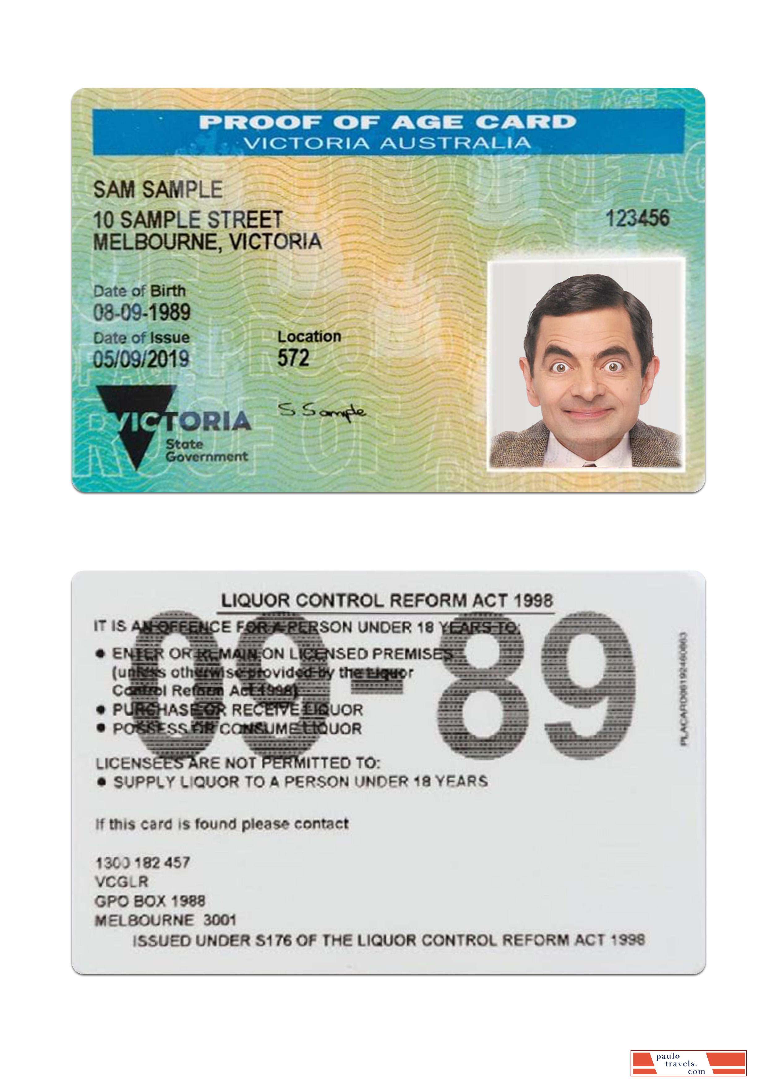 Australia Victoria proof of age card